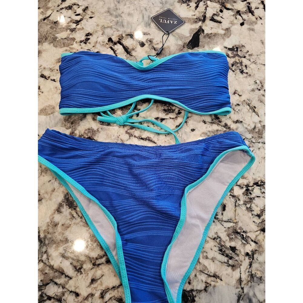 Zaful tube top bikini blue/teal